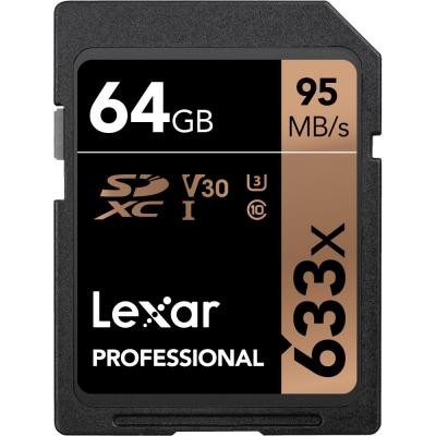 Карта памяти Lexar 64GB SDXC class 10 UHS-I U3 V30 633x Professional (LSD64GCB633)