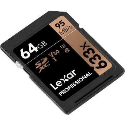 Карта памяти Lexar 64GB SDXC class 10 UHS-I U3 V30 633x Professional (LSD64GCB633)