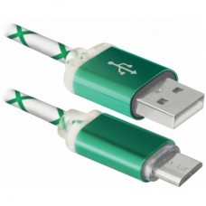Дата кабель USB08-03LT USB - Micro USB, GreenLED backlight, 1m Defender (87557) Дата кабель USB08-03LT USB - Micro USB, GreenLED backlight, 1m Defender (87557)