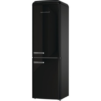 Холодильник з нижн. мороз. камерою Gorenje, 194x66x60см, 2 двері, 204(96)л, А++, Retro, NoFrost+, Внутр. Диспл, Зона св-ті, чорний
