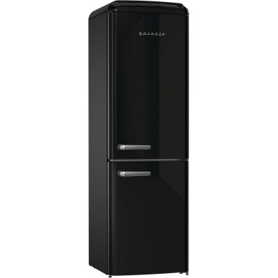 Холодильник з нижн. мороз. камерою Gorenje, 194x66x60см, 2 двері, 204(96)л, А++, Retro, NoFrost+, Внутр. Диспл, Зона св-ті, чорний