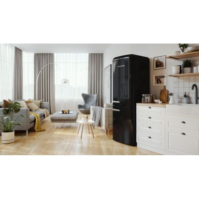 Холодильник з нижн. мороз. камерою Gorenje, 194x66x60см, 2 двері, 204(96)л, А++, Retro, NoFrost+, Внутр. Диспл, Зона св-ті, чорний