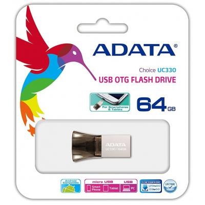 USB флеш накопитель A-DATA 64GB UC330 Black USB 2.0 OTG (AUC330-64G-RBK)