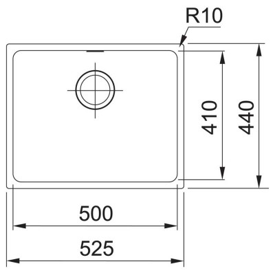 Кухонна мийка Franke Sirius, тектонайт, врізна, без крила, чаша-1, 525х440х200, SID 110-50, біла