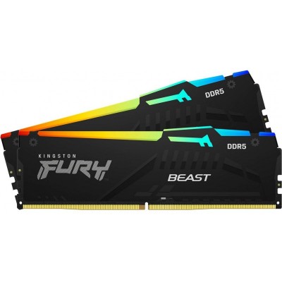 Пам'ять ПК Kingston DDR5 64GB KIT (32GBx2) 6400 FURY Beast RGB XMP