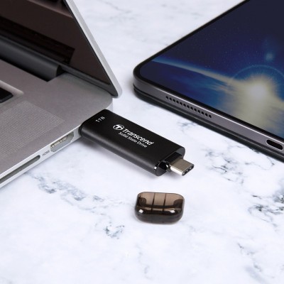Портативний SSD Transcend 1TB USB 3.1 Gen 2 Type-A + Type-C ESD310 Чорний