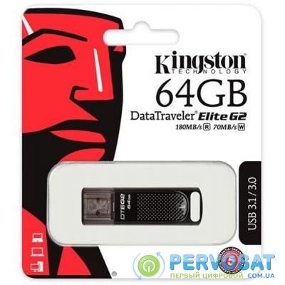 USB флеш накопитель Kingston 64GB DataTraveler Elite G2 Metal Black USB 3.1 (DTEG2/64GB)