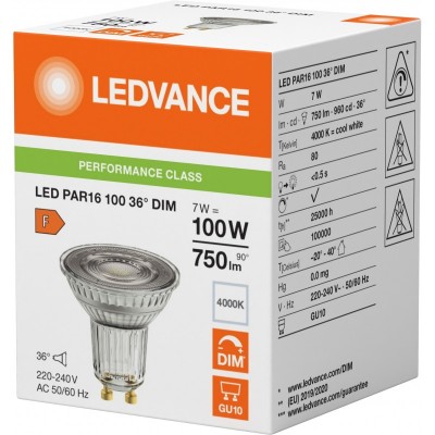 Лампа LEDVANCE GU10 7Вт 4000K 700Лм MR16 димується
