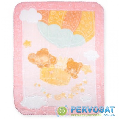 Детское одеяло Luvena Fortuna розовое с рисунком животных (H9269)