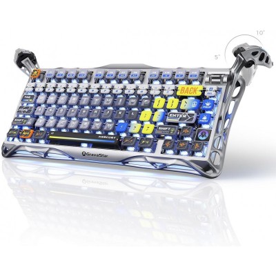Клавіатура механічна GravaStar Mercury K1 Pro 80keys, GravaStar x Kailh Speedy Mint, BT/WL/USB, Interstellar Silver