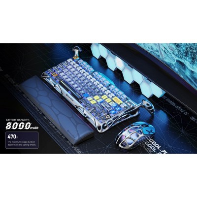 Клавіатура механічна GravaStar Mercury K1 Pro 80keys, GravaStar x Kailh Speedy Mint, BT/WL/USB, Interstellar Silver