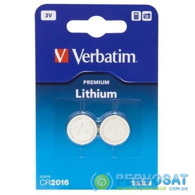 Батарейка Verbatim CR 2016 Lithium 3V * 2 (49934)