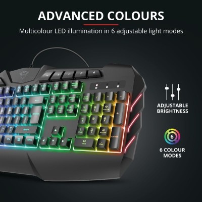 Клавіатура мембрана Trust GXT 881 Odyss semi-mech 114key, USB-A, EN/RU, RGB, чорний