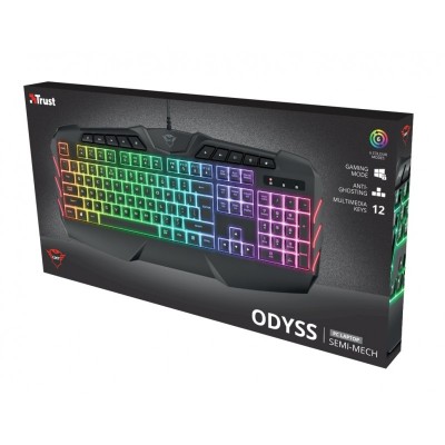 Клавіатура мембрана Trust GXT 881 Odyss semi-mech 114key, USB-A, EN/RU, RGB, чорний