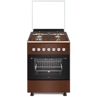 Плита Ardesto газова, 58л, 60x60см, скляна кришка, електропідпал, підсвічування, таймер, термометр, відкидна шухляда, форсунки LPG (підключення газового балона), коричневий