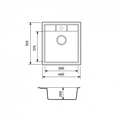 Мийка кухонна Adamant Brick, штучний камінь, квадрат, без крила, 460x515x200мм, чаша - 1, врізна, Old stone Мийка кухонна Adamant Brick, штучний камінь, квадрат, без крила, 460x515x200мм, чаша - 1, врізна, Old stone