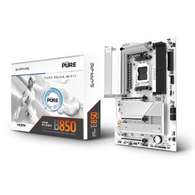 SAPPHIRE Motherboard PURE B850A WIFI7 sAM5 B850 4xDDR5 M.2 HDMI DP WiFi BT ATX білий SAPPHIRE Motherboard PURE B850A WIFI7 sAM5 B850 4xDDR5 M.2 HDMI DP WiFi BT ATX білий