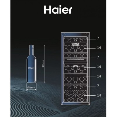 Холодильник Haier для вина, 127x49.7х58.5, мороз.відд.-190л, зон - 2, бут-77, ST, дисплей, чорний