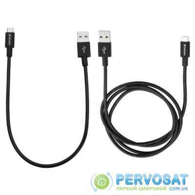 Дата кабель USB 2.0 AM to Micro 5P 1.0m + 0.3m black Verbatim (48875)