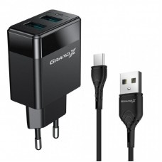 Зарядний пристрій Grand-X 2USB 5V 2,4A + Type-C cable (CH-50T) Зарядний пристрій Grand-X 2USB 5V 2,4A + Type-C cable (CH-50T)