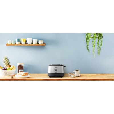 Тостер  Tefal INOX, 870Вт, пластик+ метал, чорний+нерж