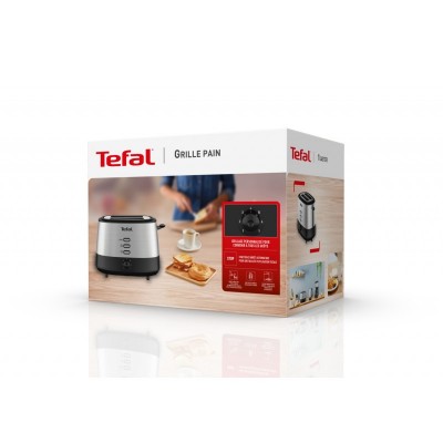 Тостер  Tefal INOX, 870Вт, пластик+ метал, чорний+нерж