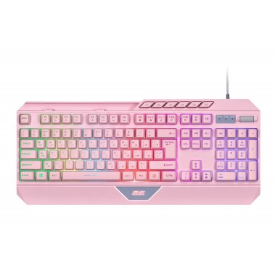 Клавіатура мембранна 2E GAMING KG315 110key, USB-A, EN/UA, RGB, рожевий