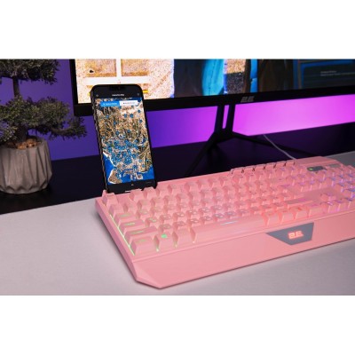 Клавіатура мембранна 2E GAMING KG315 110key, USB-A, EN/UA, RGB, рожевий