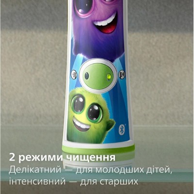 Щітка зубна електр. Philips, Sonicare For Kids, 62т. колив/хв, насадок-2, світло-зелений Щітка зубна електр. Philips, Sonicare For Kids, 62т. колив/хв, насадок-2, світло-зелений