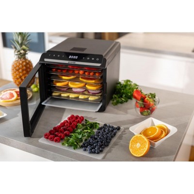 Сушарка для продуктів Gorenje 580Вт, піддонів - 6x1.5см, діаметр - 25см, макс - 75°С, дисплей, пластик+метал, чорний