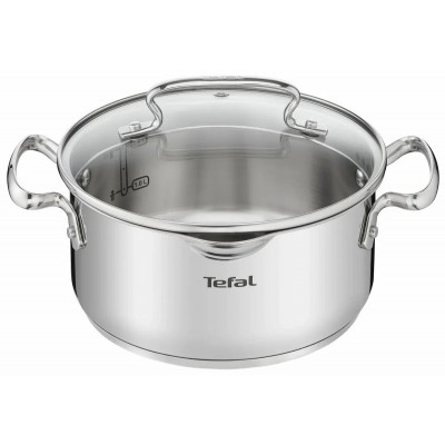 Каструля Tefal DUETTO+, 2.9л, з кришкою, нержавюча сталь, скло
