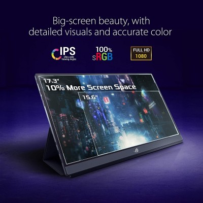 Монітор портативний LCD 17.3" Asus ROG Strix XG17AHPE mHDMI, 2xUSB-C, MM, IPS, 240Hz, 7800mAh, Cover