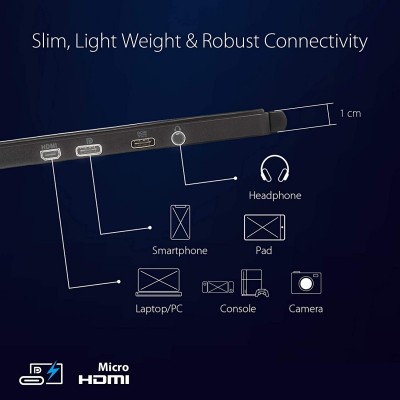 Монітор портативний LCD 17.3" Asus ROG Strix XG17AHPE mHDMI, 2xUSB-C, MM, IPS, 240Hz, 7800mAh, Cover