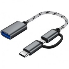 Дата кабель OTG USB 2.0 AF to Micro 5P + Type-C grey XoKo (AC-150-SPGR) Дата кабель OTG USB 2.0 AF to Micro 5P + Type-C grey XoKo (AC-150-SPGR)