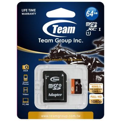 Карта памяти Team 64Gb microSDXC class 10 (TUSDX64GUHS03)