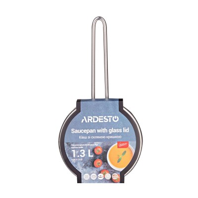 Ківш зі скляною кришкою ARDESTO Gemini Liguria, 1.3л, нержавіюча сталь Ківш зі скляною кришкою ARDESTO Gemini Liguria, 1.3л, нержавіюча сталь