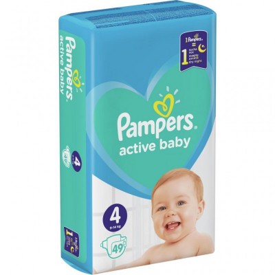 Подгузник Pampers Active Baby Maxi Размер 4 (9-14 кг), 49 шт. (8001090949851)