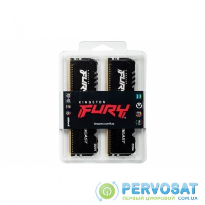 Модуль памяти для компьютера DDR4 16GB (2x8GB) 3600 MHz Fury Beast RGB HyperX (Kingston Fury) (KF436C17BBAK2/16)