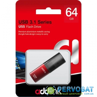 USB флеш накопитель AddLink 64GB U55 Red USB 3.0 (ad64GBU55R3)