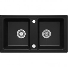 Мийка кухонна Deante Zorba, граніт, прямокут., без крила, 780х435х180мм, чаша - 2, накладна, чорний матовий Мийка кухонна Deante Zorba, граніт, прямокут., без крила, 780х435х180мм, чаша - 2, накладна, чорний матовий