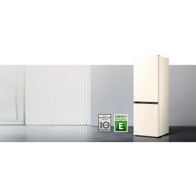 Холодильник LG з нижн. мороз., 186x60х68, холод.відд.-220л, мороз.відд.-113л, 2дв., E, NF, інв., диспл внутр., зона св-ті, бежевий