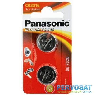 Батарейка PANASONIC CR 2016 * 2 LITHIUM (CR-2016EL/2B)
