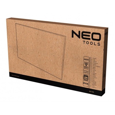 Панель інфрачервона Neo Tools, 450Вт, WIFI, 90х50х3.6см, IP24, термостат, білий