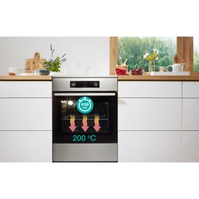 Плита Gorenje комбінована, 62л, 50x60см, дисплей, IconLed, емальовані, титан