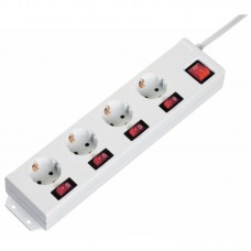 Мережевий подовжувач Hama 4XSchuko 3G*1.5мм 1.4м з окремим включенням кожної розетки White Мережевий подовжувач Hama 4XSchuko 3G*1.5мм 1.4м з окремим включенням кожної розетки White