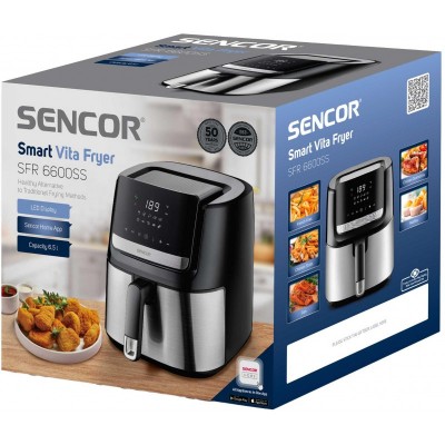 Мультипіч Sencor Vita Fryer, 1600Вт, чаша-6,5л, сенсорне керув., 10 програм, пластик, нерж. сталь-чорний