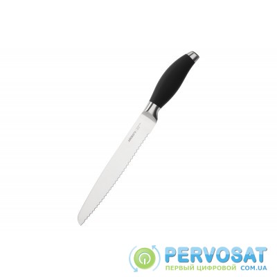 Кухонний ніж для хліба Ardesto Gemini, 33 см, довжина леза 20,3 см, чорний, нерж.сталь, пластик
