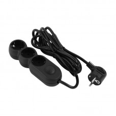 Подовжувач мережевий 2E Plus 3хТип F, 3х1мм кв, 10A, 3м, чорний