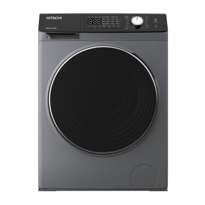 Прально-сушильна машина Hitachi фронтальна, 8(5)кг, 1400, A, 60см, дисплей, пара, інвертор, cріблястий