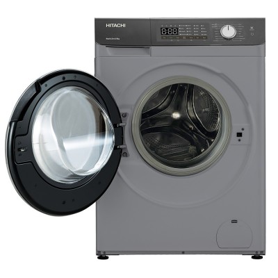 Прально-сушильна машина Hitachi фронтальна, 8(5)кг, 1400, A, 60см, дисплей, пара, інвертор, cріблястий